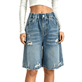 thumbnail image 6 of LWNYDPLSD Girls Distressed Denim Shorts Kids Baggy Fit Knee Length Jean Shorts Teen Vintage Ripped Jorts Trendy Summer Clothes, 6 of 7