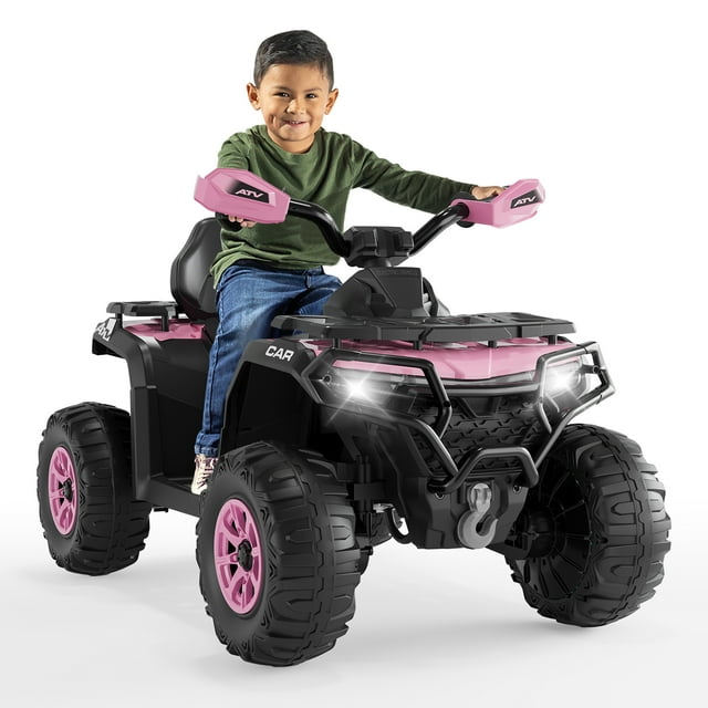 Yiwa 12V Electric Ride On Car for Toddlers, Remote Control Kids Car with Bluetooth USB Music Player, Dual 35W Motors and LED Headlights