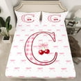 thumbnail image 2 of Feelyou Cartoon Plaid Letter C Twin Sheet Sets, Dreamy Pink Ribbon Cherry Twin Fitted Sheet, Fairy Tale Style Flat Sheet, Microfiber Bedroom Decor, 3pcs, 2 of 7