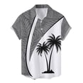 thumbnail image 1 of Camisas Para Hombre Slim Fit Camisa de vacaciones al libre de manga corta para playa con estampado completo de solapa informal con un solo pecho de primavera para hombre (Grey, 3XL), 1 of 4