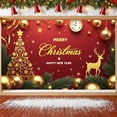 thumbnail image 4 of Red Theme Christmas Banner Silver Decoration New Year Banner Christmas Tree Design Reindeer Pattern Holiday Banner for Christmas Party New Year Celebration Holiday Decoration, 4 of 9