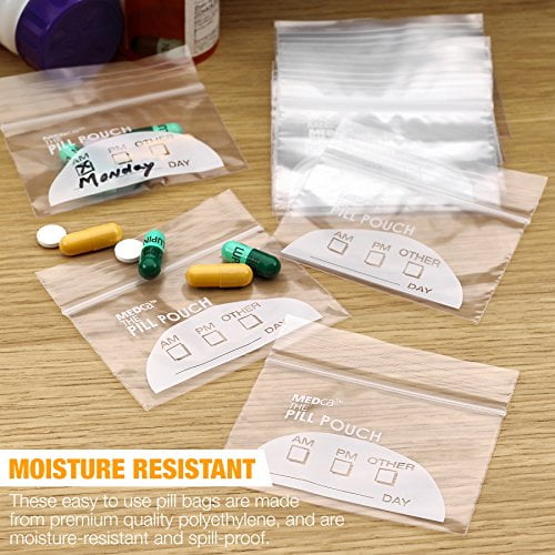 Pill Pouch Bags Pack Of 100 3 X 2 75 Baggies And Disposable Plastic Travel With Write On Labels 4 Mil