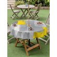 thumbnail image 4 of Outdoor Tablecloths with Umbrella Hole & Zipper, Yellow Grey Round Tablecloths 60 Inch, Abstract Geometric Oil Painting Vintage Gradient Waterproof Table Cloth, Patio/Pool/Picnic Table Covers, 4 of 8