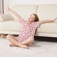 thumbnail image 3 of FORMRS Niños Short Sleeve Top and Pants Pajama Set Unisex Satin 2-Piece Sleepwear, Sizes 7-8Y, Strawberry Plaid Pattern, 3 of 8