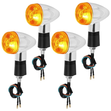 Ikoopy 4Pcs Motorcycle Turn Signal Light Universal Motorcycle Indicator Light Super Bright Motorbike Front Rear Indicator Lamp Waterproof Mini Amber Blinker for Motorcycle