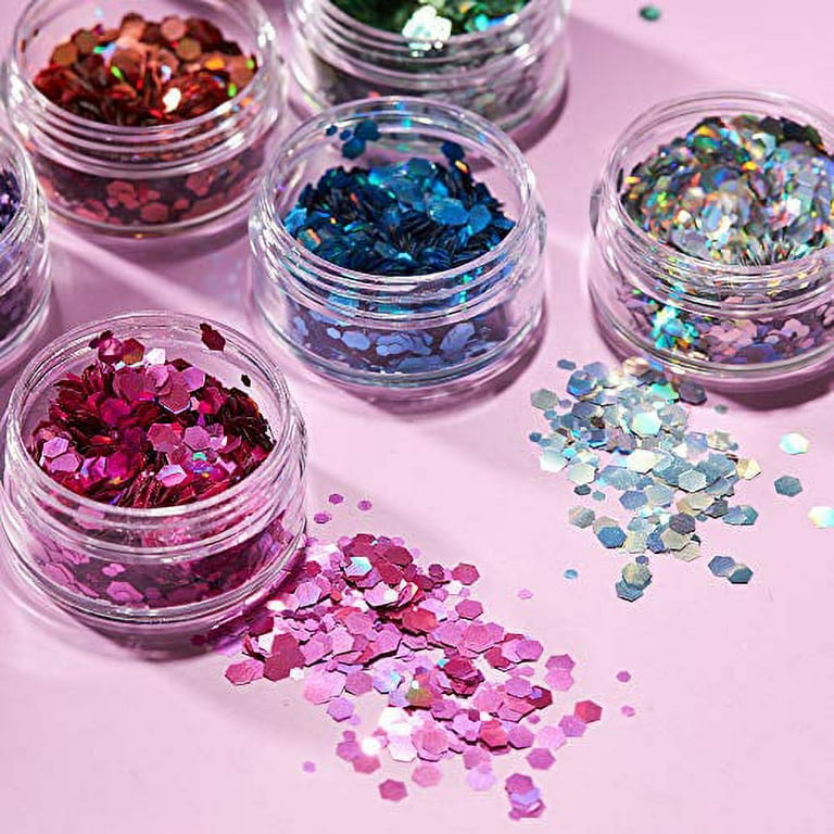 Moon Glitter Holographic Chunky Glitter 100% Cosmetic Glitter for Face,  Body, Nails, Hair and Lips - 0.10oz - Rose Gold 