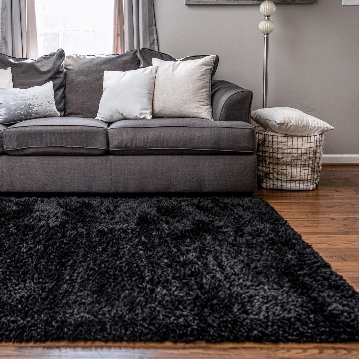 Infinity Collection Solid Area Rug, Black Plush Rug