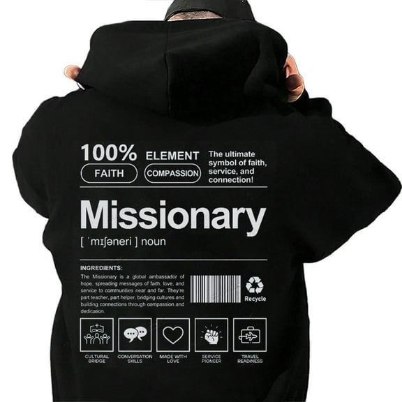 Christian Missionary Hoodie – Faith and Love Graphic Pullover, Vintage Religious Streetwear, Spiritual Unisex Gift for Men and Women