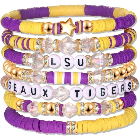 7PCS Stacking Elastic Bracelets for Games College Team Accessories Football Fan Gear & Gifts