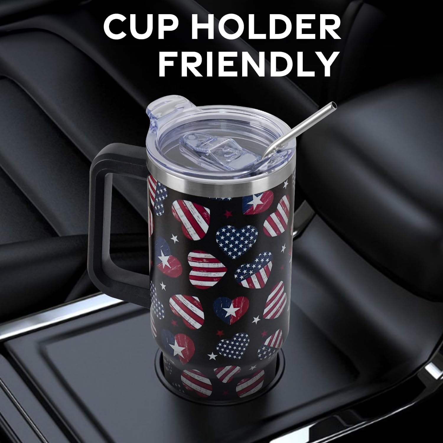 Christmas Gifts 40 oz Tumbler with Handle and Straw Lid,Cute Gifts for Women Santa Claus Sleigh Xmas Tree Vacuum Insulated Leak Proof Tumbler,Winter Holiday Accessories Stainless Steel Coffee Cup Mug