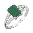 thumbnail image 2 of 7X5MM Emerald Cut Green Onyx 925 Sterling Silver Solitaire Women Mother's Day Gift Ring, 2 of 4