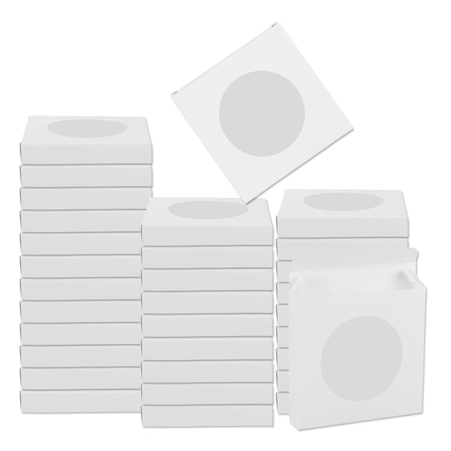 32Pcs Cajas de Empaque para Jabón 3.5 x 3.5 x 0.6 Pulgadas Caja de Kraft para Empaque de Repostería, Dulces, Exhibición de Joyería (Blanco)