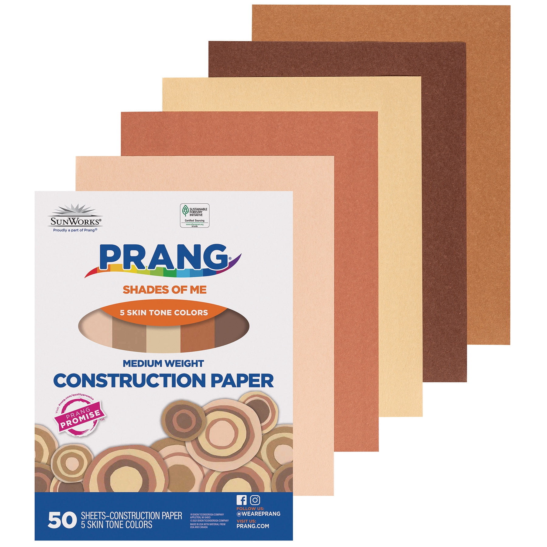 Prang Shades of Me Construction Paper, Medium Weight, 5 Assorted Skin Tone Colors, 9" x 12", 50 Sheets Per Pack, 5 Packs