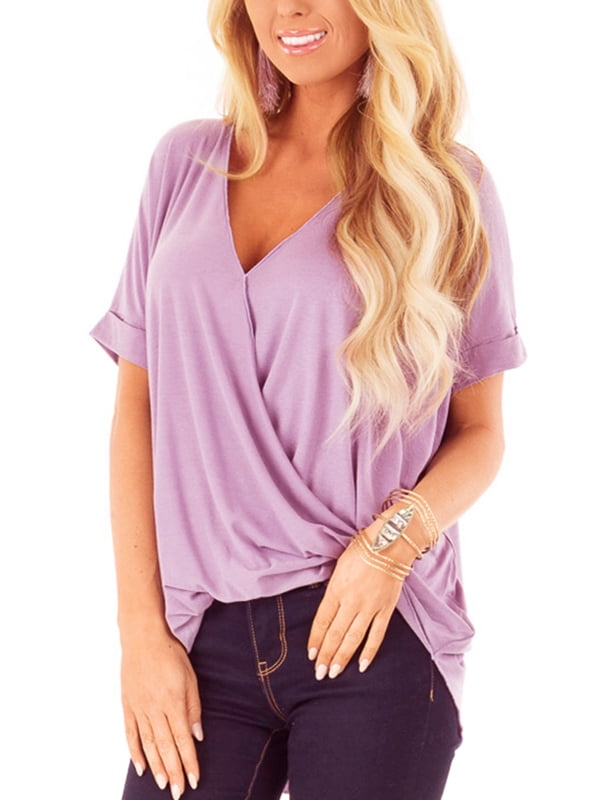 wrap front short sleeve top