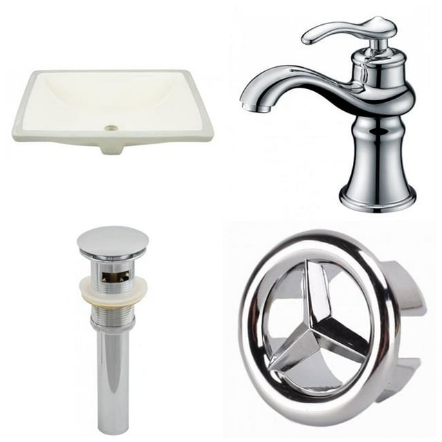 American Imaginations AI-25976 18.25 in. CUPC Rectangle Undermount Sink Set in Biscuit - Chrome Hardware