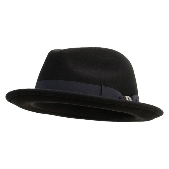 Big Size Wool Felt Upbrim Panama Hat - Black XL-2XL