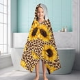 thumbnail image 6 of Beige Leopard Sunflower Pattern Hooded Bath Towel，60"x35" for Ages 3 To 12 Kids, Quick Dry Lightweight Soft Microfiber Hood Beach Towel Cover Up for Kids, 6 of 7