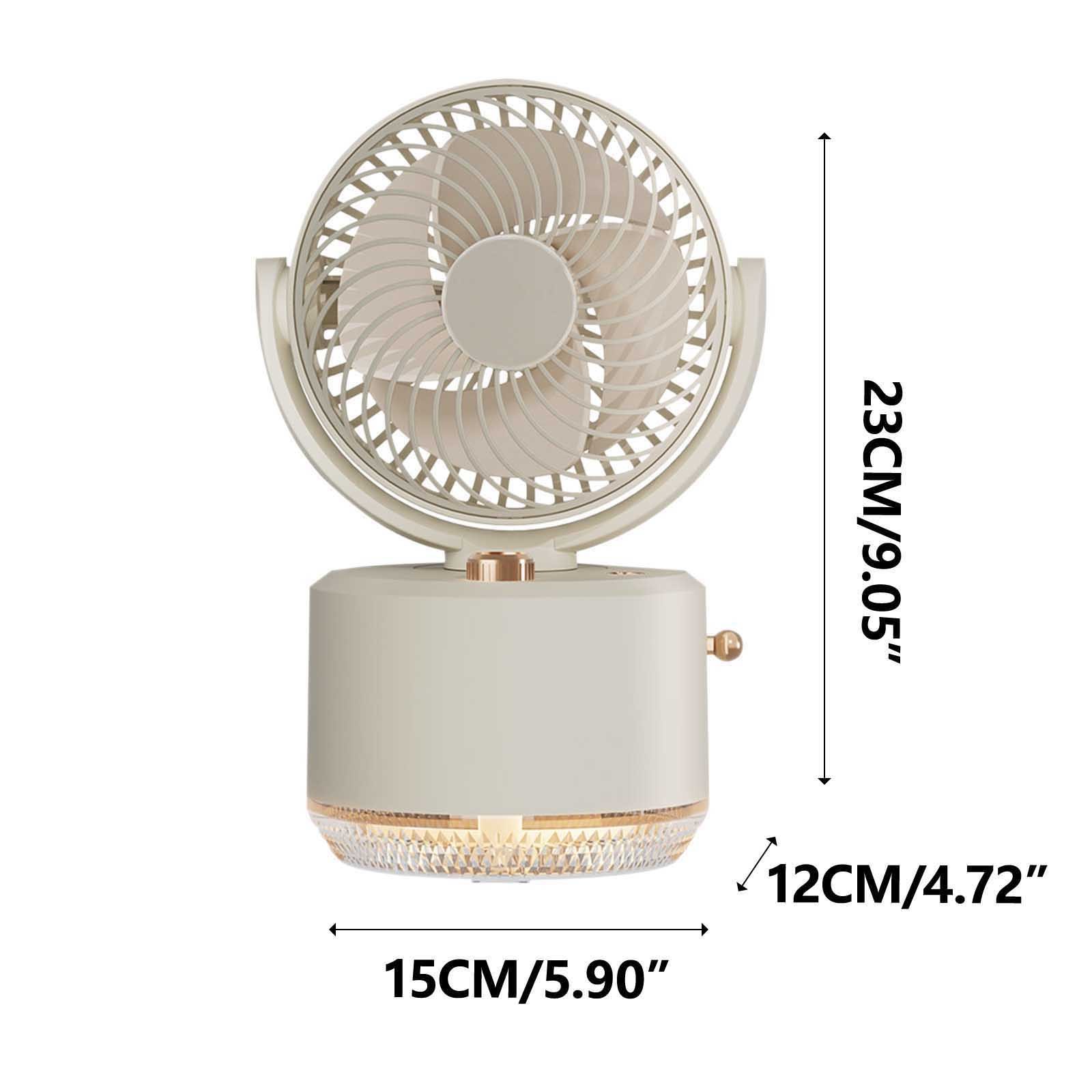 KITTEHIGM Bundle Ventilador Desktop Air Cooler Fan with Humidifier 3 Speeds 1800mAh Rechargeable 300ml Water Tank Manual Adjustable Head Night Light for Home Office