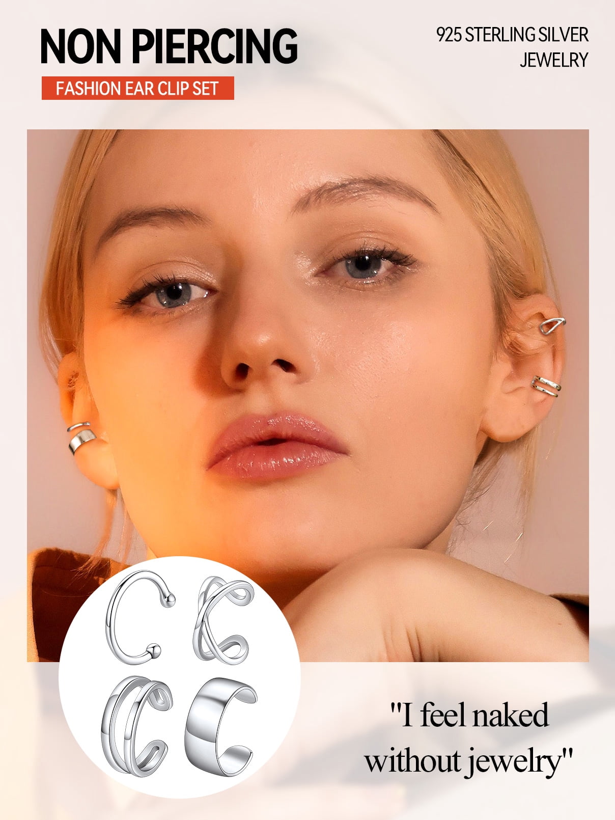 FaithHeart 4 Pcs Helix Ear Cuff Set for Women Non Pierced 925 Sterling Silver Earrings Dainty Criss Cross Double Lines Adjustable Minimalist Ear Clips Jewelry Gift for Mom Mothers Day