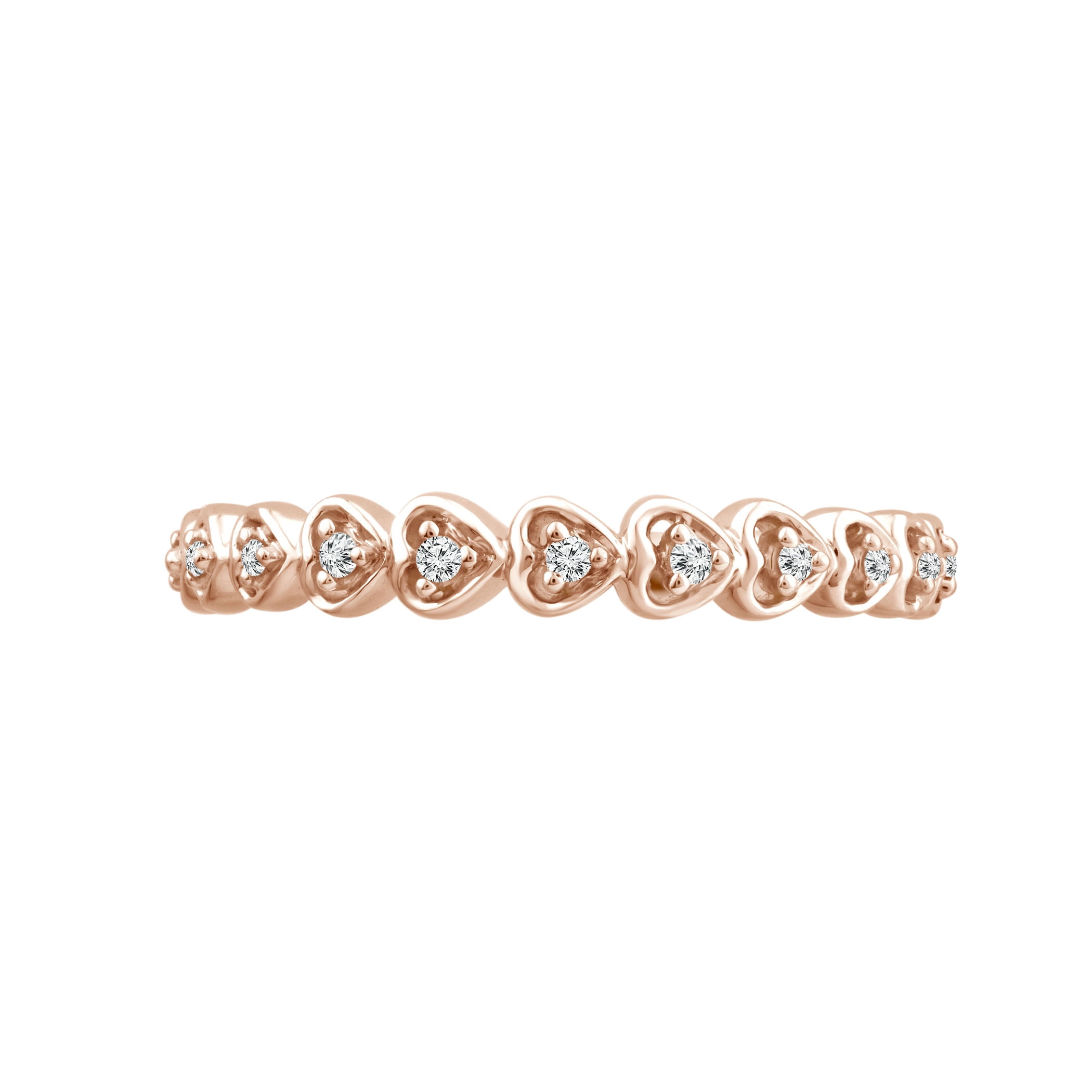 Color of Love 0.05 Carat T.W. Diamond Stackable Band in 10K Rose Gold with Garland of Mini Hearts (I-J,I3)