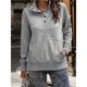 thumbnail image 4 of Sudadera Informal de Larga para Mujer, Cuello Alto, Botones y Cordón Ajustable Gris L, 4 of 7
