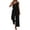 Black, variant on Womens Summer Jumpsuits Loose V-Neck Spaghetti Strap Wide Leg Jumpers Elastic Waist Rompers for Beach Vacation Wine S