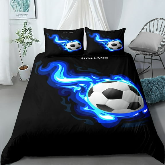Passionate Soccer Ball Duvet Cover Set King Double Full Twin Single Size Boys Bed Linen Set