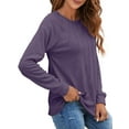 thumbnail image 4 of UVN Pleated Womens Blouses Crewneck Long Sleeve Shirts Casual Dressy Tunic Tops, 4 of 8