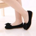 thumbnail image 3 of Xfvqtps Girls Flats Suede Bowknot Shallow Slip On Round Close Toe Solid Color Colorful Soft Sole Non Slip Comfortable Spring Summer Ballet Dress Shoes for 12 Months-5 Years Black, 3 of 9