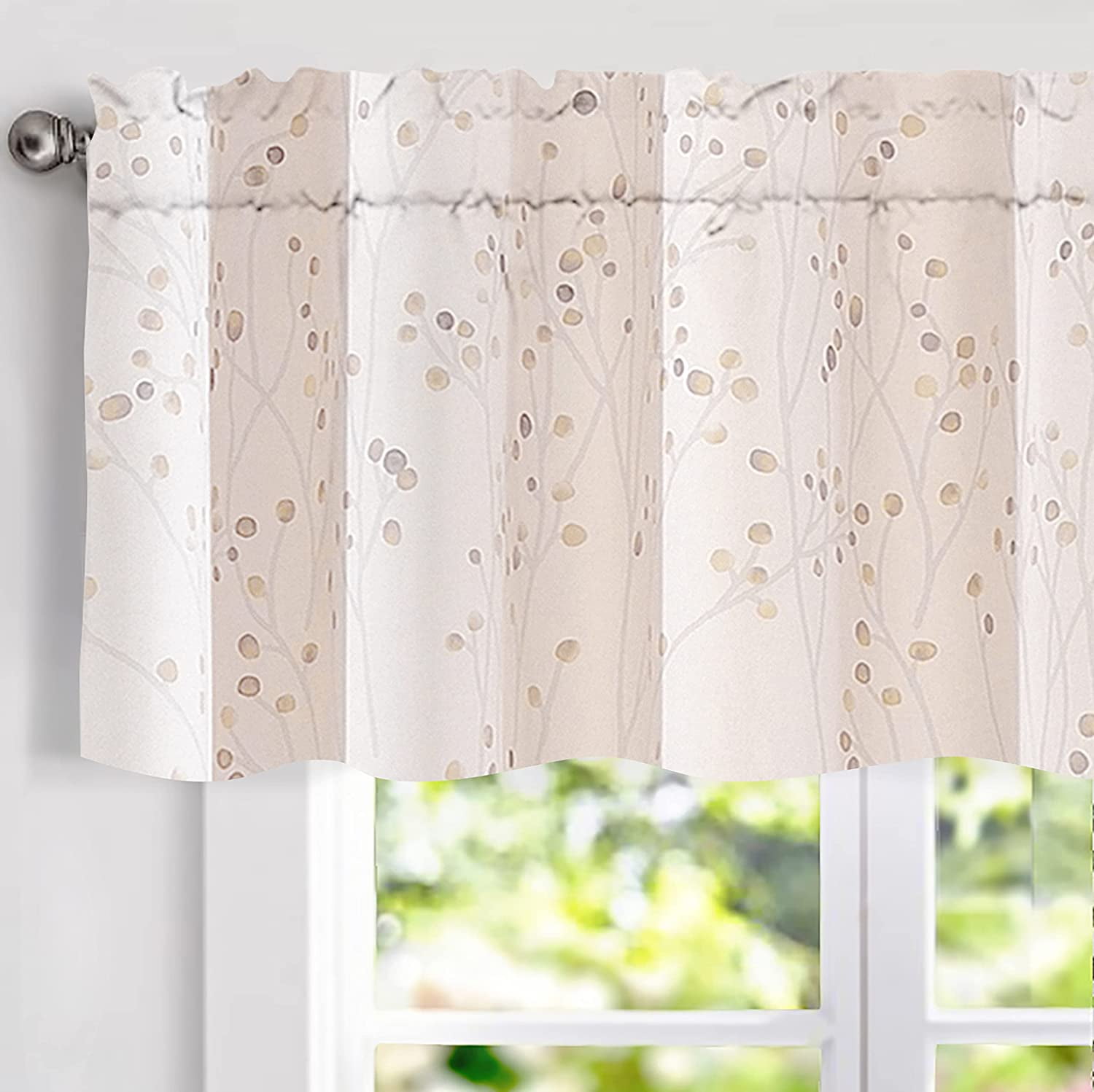 DriftAway Harper Ink Floral Pattern Room Darkening Window Treatment Valance for Living Room