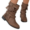 thumbnail image 7 of POROPL Womens Boots Ankle Flat Buckletassel Shoes,Boots for Women Size 6, 7 of 7