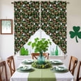 thumbnail image 4 of Swag Curtains Valances for Windows, Tropical Short Kitchen Window Curtains Over Sink, Frog Bread Mushroom Coffee Print Cafe Curtains Panel Set Of 2,Rod Pocket, 36 Inches Length Dark Green, 4 of 9