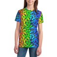 thumbnail image 2 of Honeii Multicolored Butterflies Print Youth Short Sleeve T-Shirt,Boys Athletic Shirt,Quick Dry Short Sleeve Performance Moisture Wicking T Shirt, 2 of 6