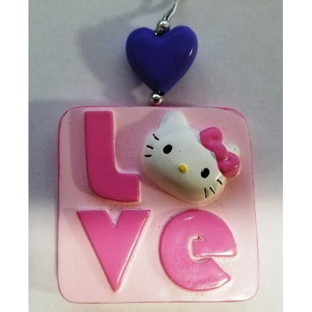 Hello Kitty with Love Pink Santa Bow and Purple Heart Personalized Christmas Ornament DO-IT-YOURSELF