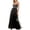Black, variant on CITY STUDIO Womens Black Rhinestone Zippered Lace-up Open Back Tiered Skirt Spaghetti Strap V Neck Full-Length Formal Gown Dress Juniors 7