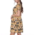 thumbnail image 2 of Honeii Cute Dogs Head Print Women’s Short Sleeve Dress, Comfortable Casual Dress, Soft Polyester Spandex Blend, Stylish Everyday Wear for Summer, Perfect for Travel and Vacation, 2 of 6