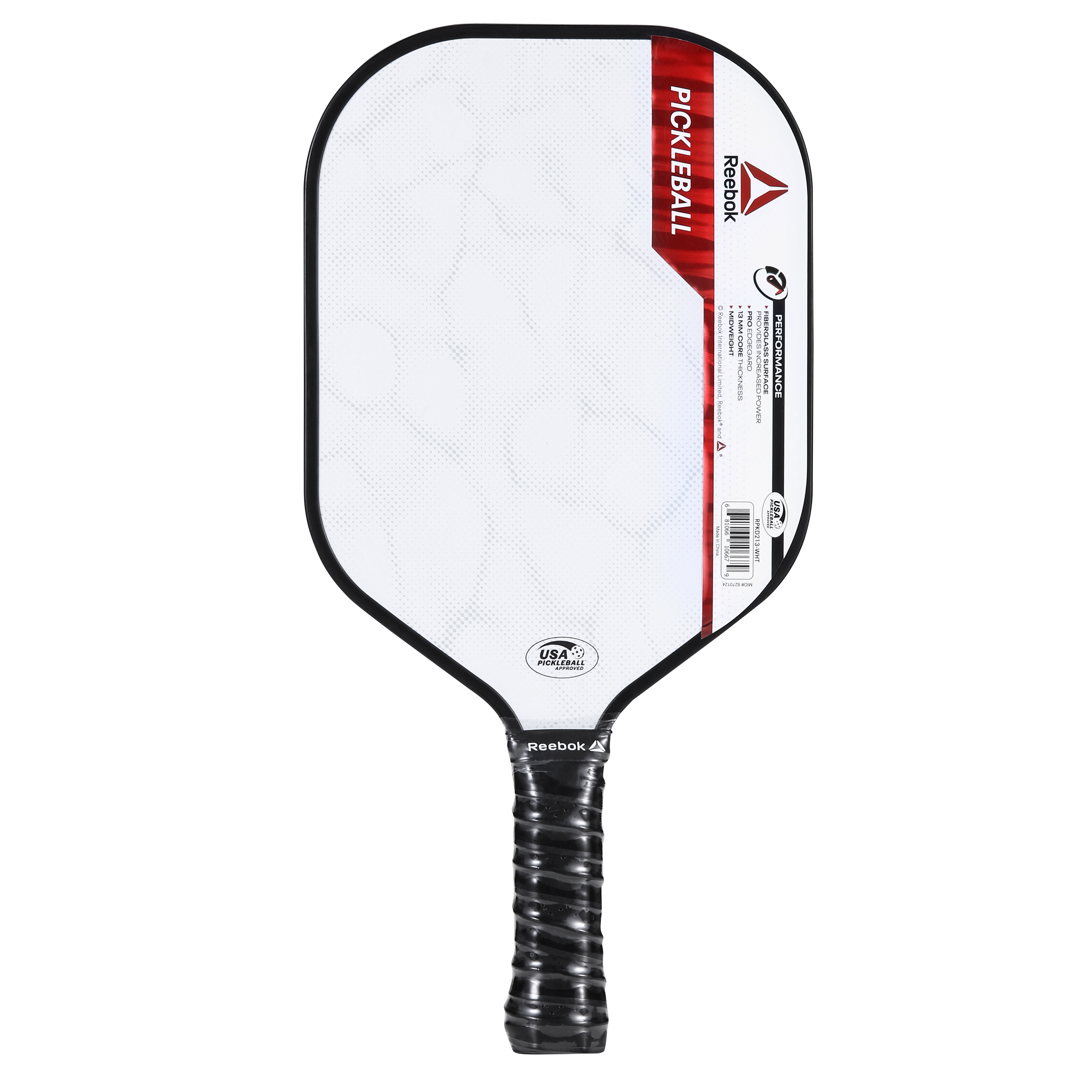 Reebok Lightweight Fiberglass Pickleball Paddle, White photo 1