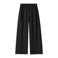 thumbnail image 4 of Telankuip Wide Leg Work Pants for Men Lightweight Soft Comfortable Business Casual Trousers Trendy Solid Color Stretch High Waisted Loose Fit Pant Fall Winter Office Outfits Black M, 4 of 4