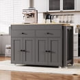 thumbnail image 3 of MODERNLUXE 74.5" Kitchen Island with Extendable Dining Table,Rolling Kitchen Island on Wheels with Spice Rack, 2 Drawers and 4 Door Cabinet, Mobile Storage Islands Cart for Kitchen Dining Room, Grey, 3 of 10