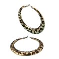 thumbnail image 1 of Aretes de Aro Grandes de 50 Mm con Poste de Plata Esterlina 925 con Estampado de Leopardo para Mujer, Aretes de Aro Redondos Gruesos Retro de los 80 y 90, Joyería de Moda para Fiesta Regalo de Navida, 1 of 9