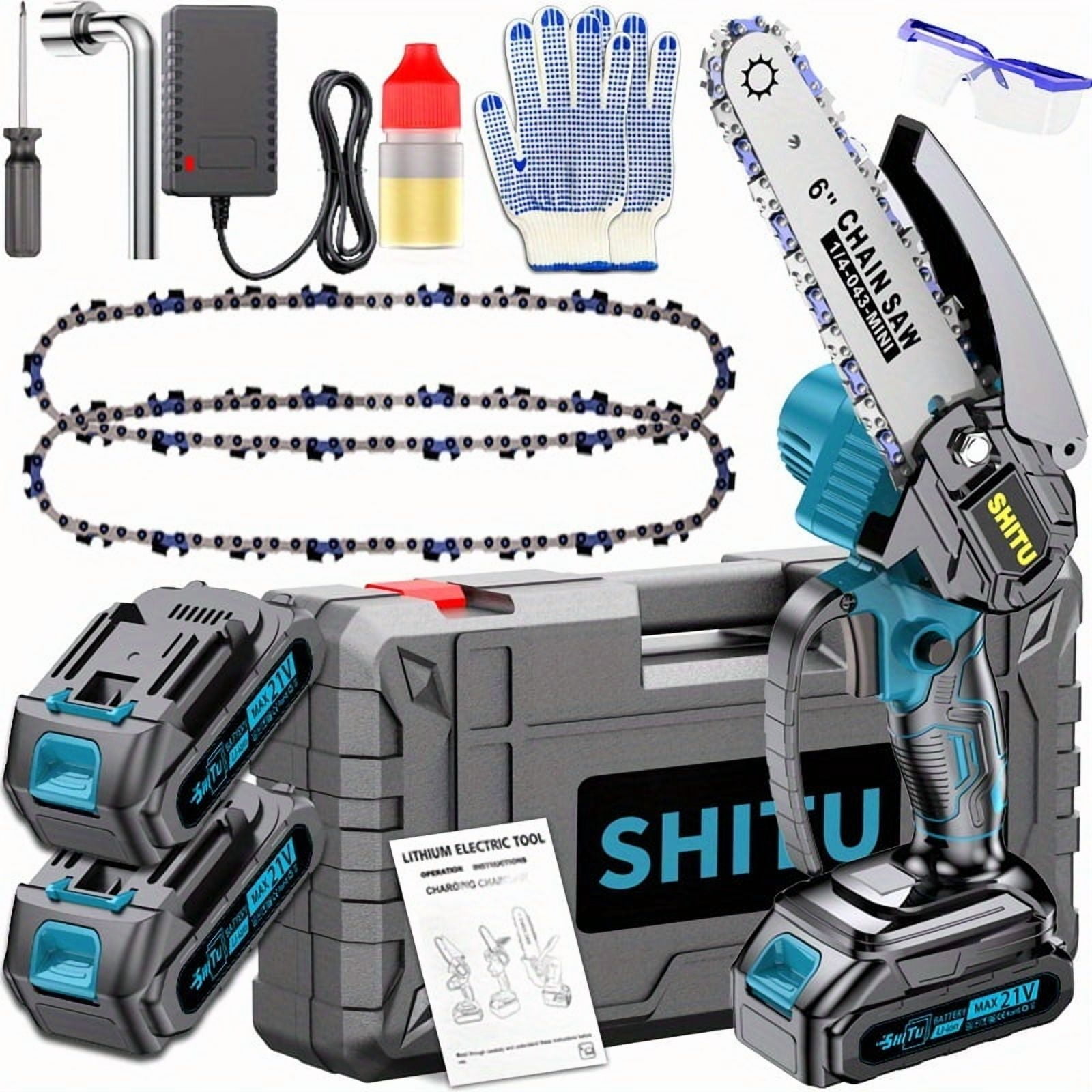 Mini Wireless Chainsaw, Powered By A 6-inch Chainsaw Battery, Comes With A Large Capacity Battery, Safety Lock