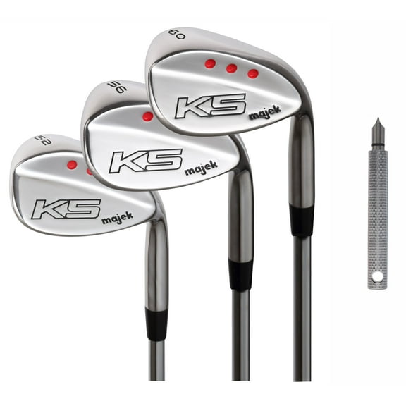 Majek Golf Women's Complete Wedge Set: 52 Gap Wedge (GW), 56 Sand Wedge (SW), 60 Lob Wedge (LW) Right Handed Ladies Flex Steel Shaft.   Free Wedge Groove Sharpener (Silver)