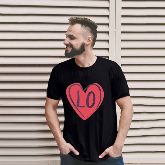 EQWLJWE Love Heart Graphic Shirts for Men Valentine's Day T Shirt Teen Girls Cute Lover Gift Tee Top