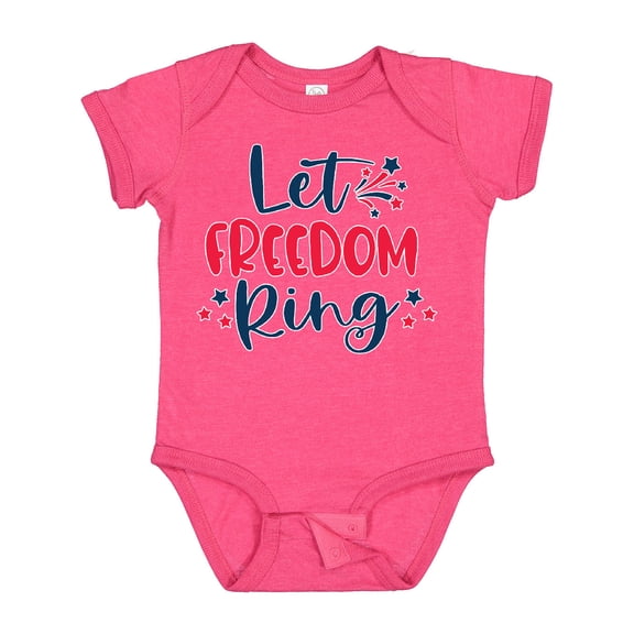 Inktastic 4th of July Let Freedom Ring with Stars Boys or Girls Baby Bodysuit