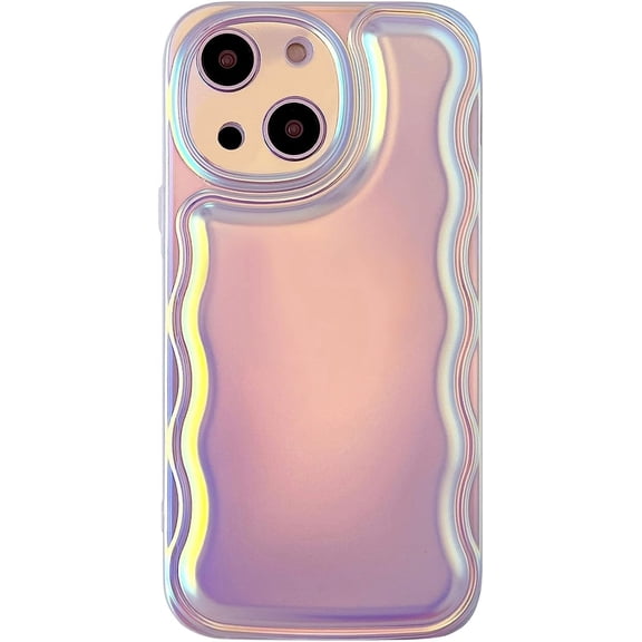 for iPhone 14 Plus Case 6.7 inch,Cute Plating Wave Frame Soft TPU Bling Colorful Sparkle Laser Light Glitter Phone Case for iPhone 14 Plus for Women Girls