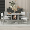 thumbnail image 3 of Harper & Bright Designs 5 Pieces Round Dining Set for 4, Wood Round Table Top with Wood Grain Design and 4 Upholstered Chairs for Dining Room, Antique Gray, 3 of 15