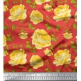 thumbnail image 1 of Soimoi Viscose Chiffon Fabric Leaves & Rose Floral Printed Fabric 1 Yard 42 Inch Wide, 1 of 1