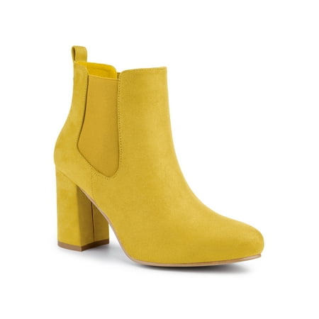

Allegra K Women s Round Toe Block Heels Chelsea Ankle Boots