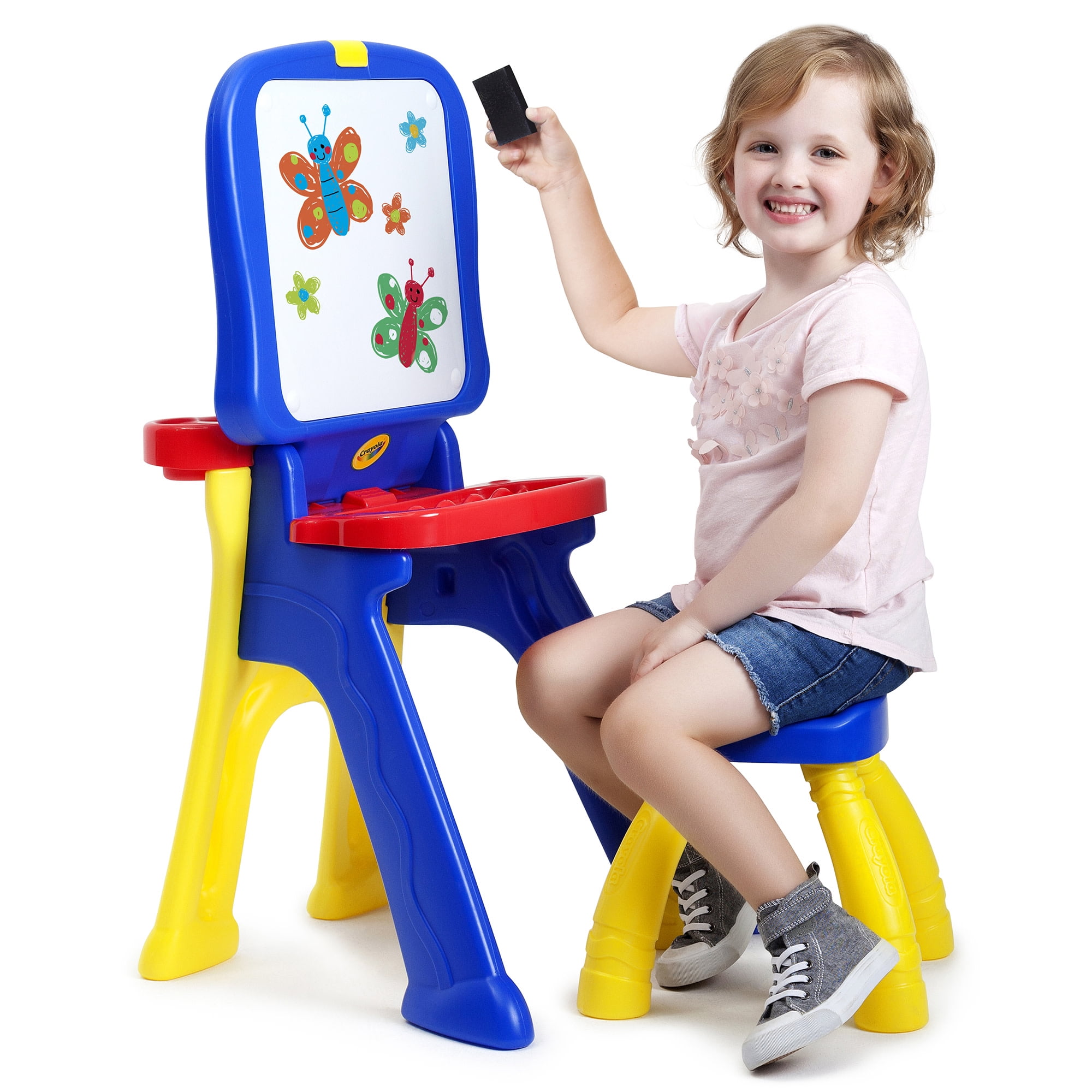 Crayola: Triple-The-Fun Art Studio - Converts Into Activity Desk, Includes Stool, Magnetic Dry Erase Board, Ages 3+ Crayola: Triple-The-Fun Art Studio - Converts Into Activity Desk, Includes Stool, Magnetic Dry Erase Board, Ages 3+