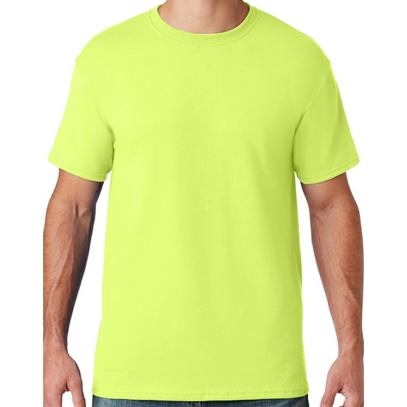Mens Moisture-Wicking Cotton/Poly T-shirt, 5XL Safety Green